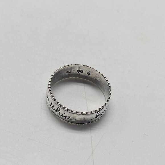 Sterling Silver Engraved Happiness and Friendship Band Ring Size 7 Signed SA - Picture 4 of 6
